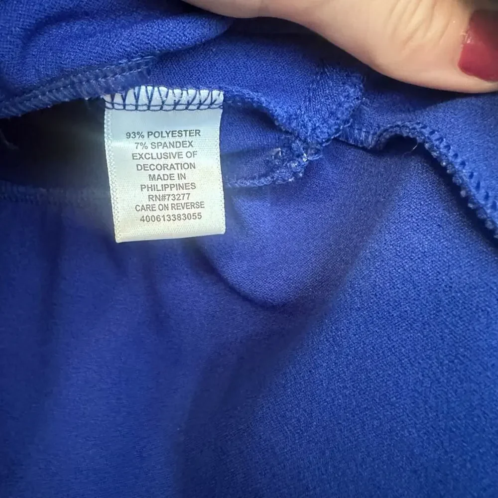 Elle Blue Peplum Blouse - Short Sleeve, Size Medium - Picture 5 of 6